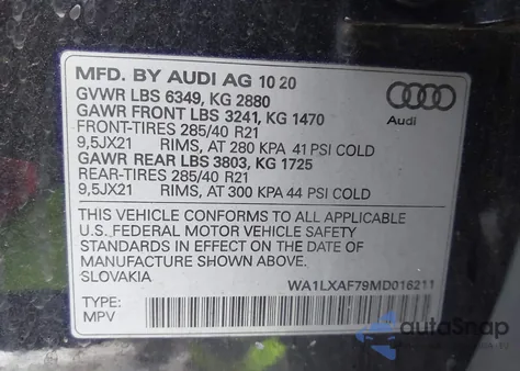 2021 Audi Q7 Premium Plus 55 Tfsi Quattro Tiptronic из США, поврежденный, VIN WA1LXAF79MD016211